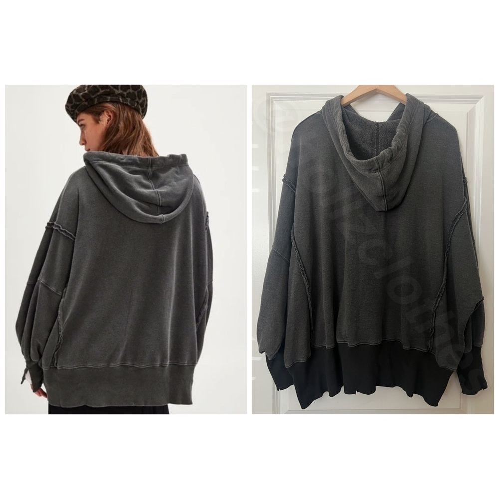 NWOT Free People Camden Pullover Hoodie Washed Black S - Picture 7 of 12